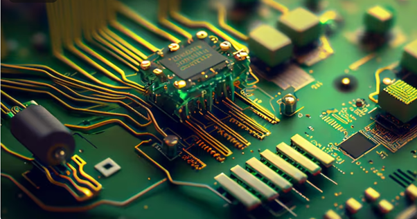 An AI-generated intricate close-up of electronic components