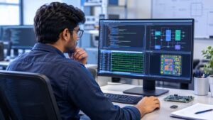 VLSI Engineer Practicing Chip Design