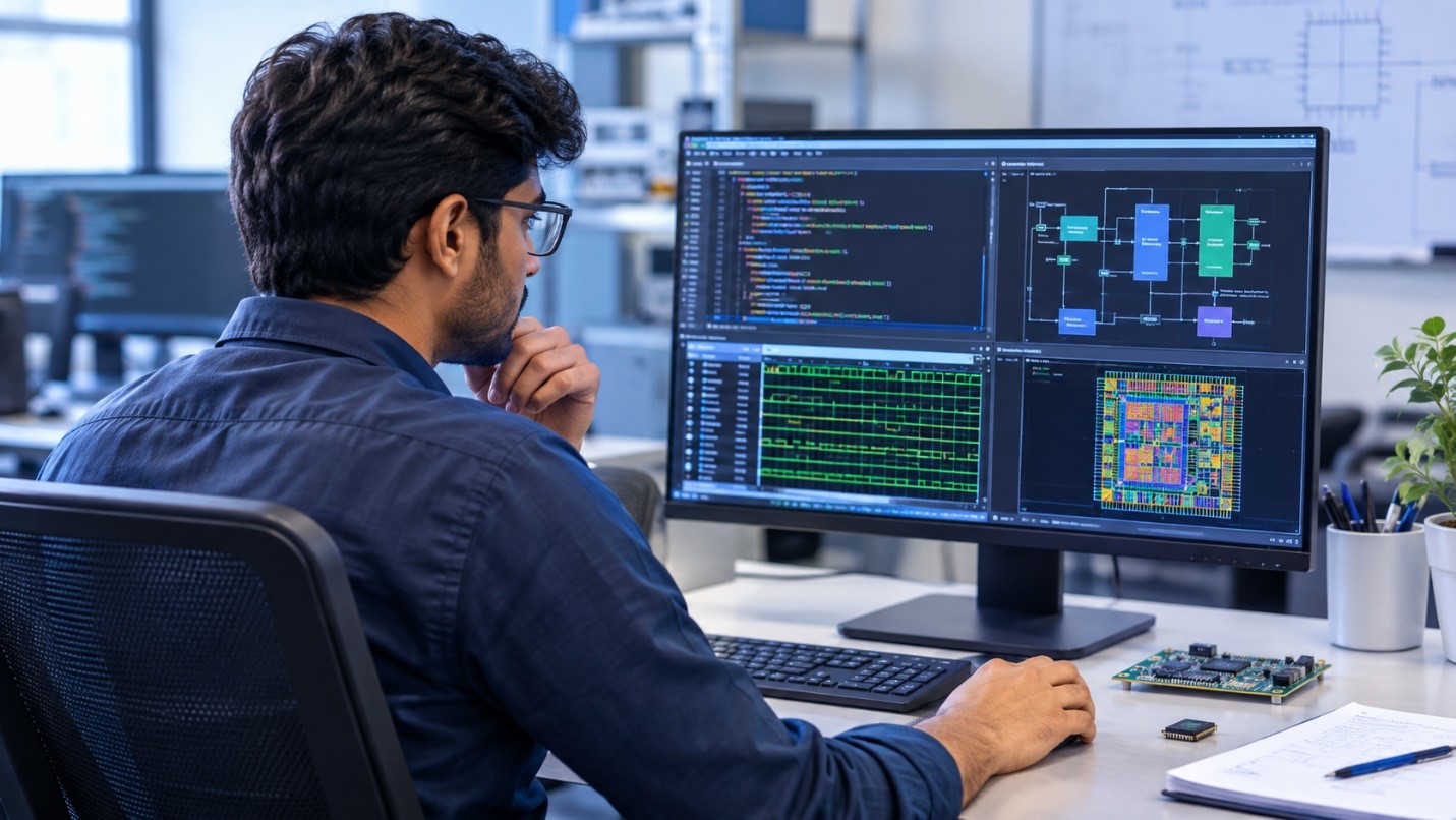 VLSI Engineer Practicing Chip Design